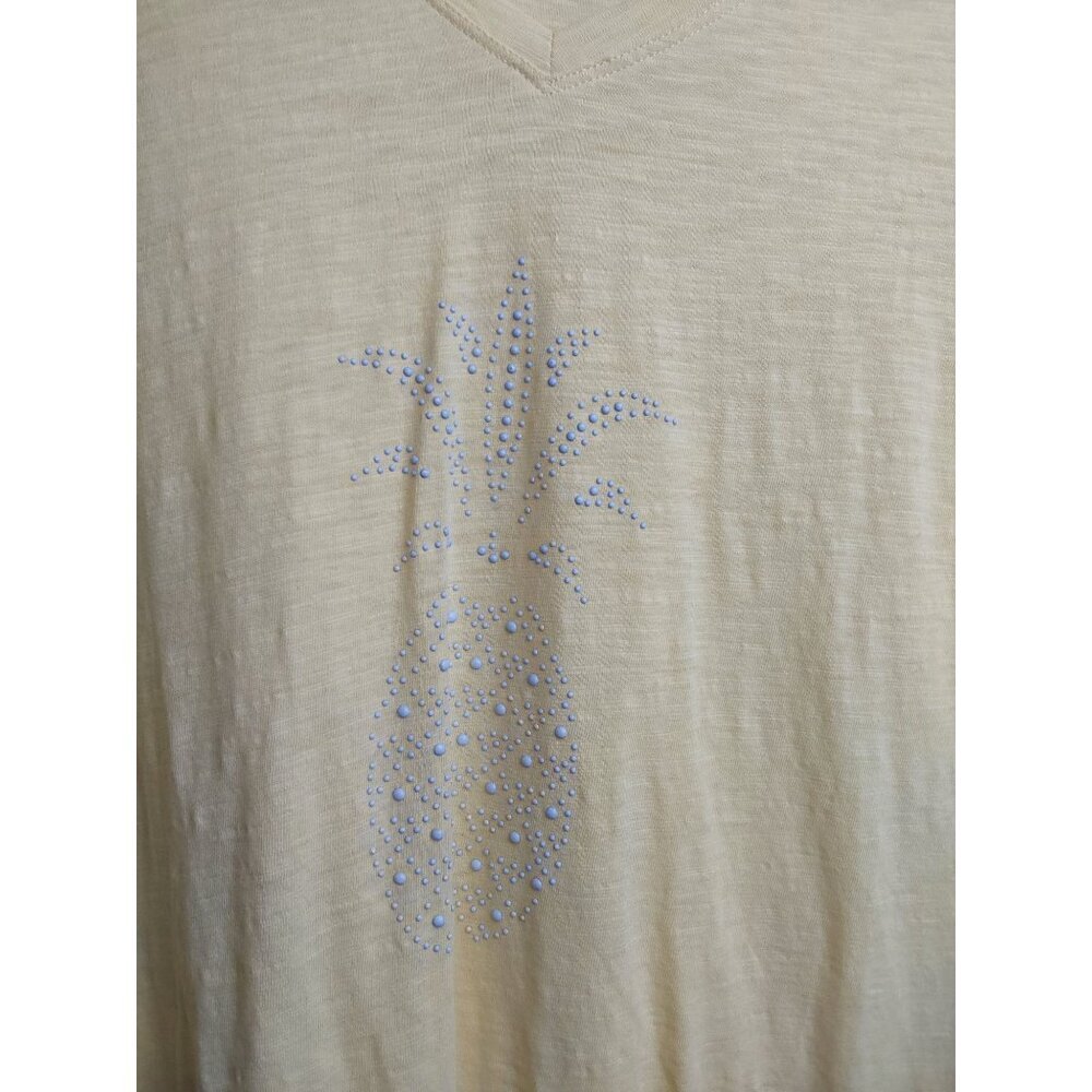 Palm Harbour yellow V neck puffy‎ pineapple T-Shirt size 2X